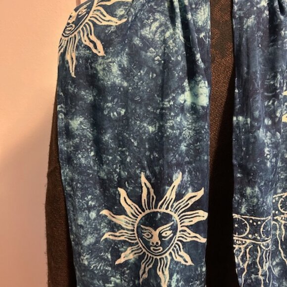 Blue and White Tie Dye Scarf, Sun Print - Picture 2 of 6